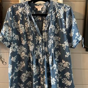 Allison Daley Blue Floral Blouse NWOT